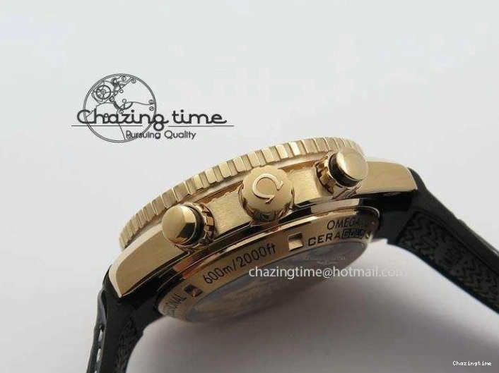 0326 Breathable Seamaster Professional Chrono RG Black Ceramic Black Dial On Black Gummy Strap A 8214